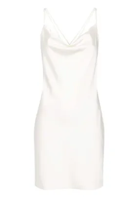 Abito mini con finitura satinata in bianco - donna