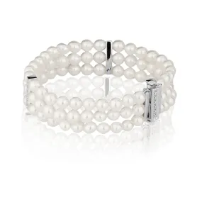 Bracciale di Perle Akoya 5,5 - 6 e Diamanti
