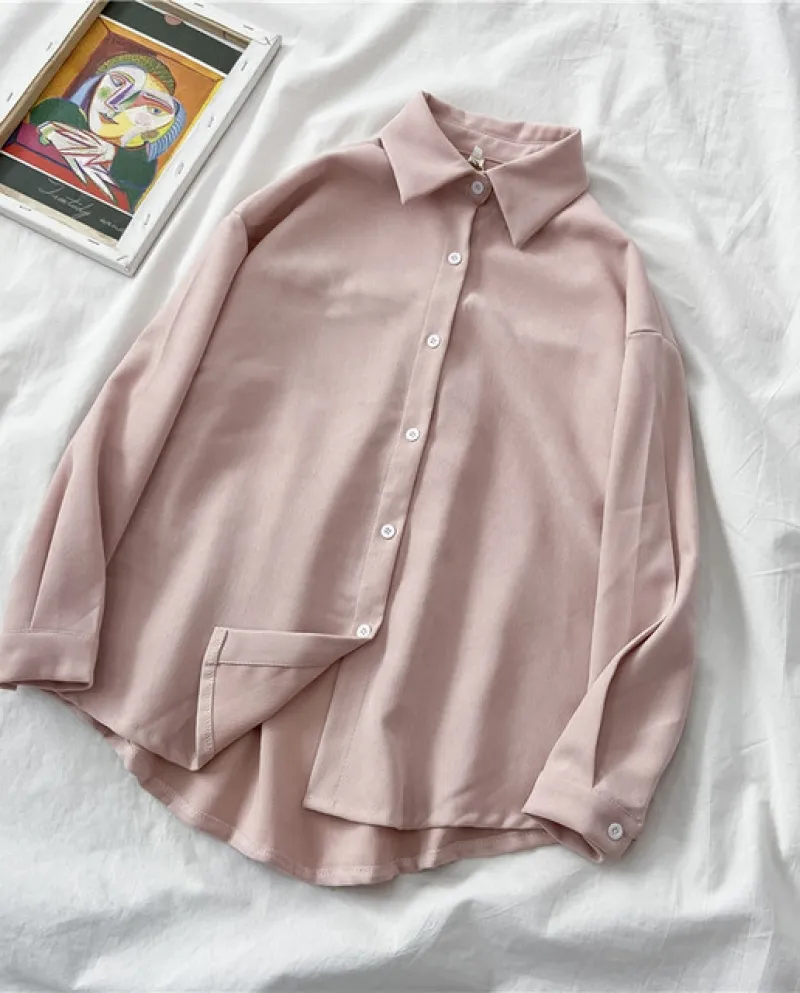 Ebaihui Camicie oversize bianche da donna Solid Simple New Arrival Spring