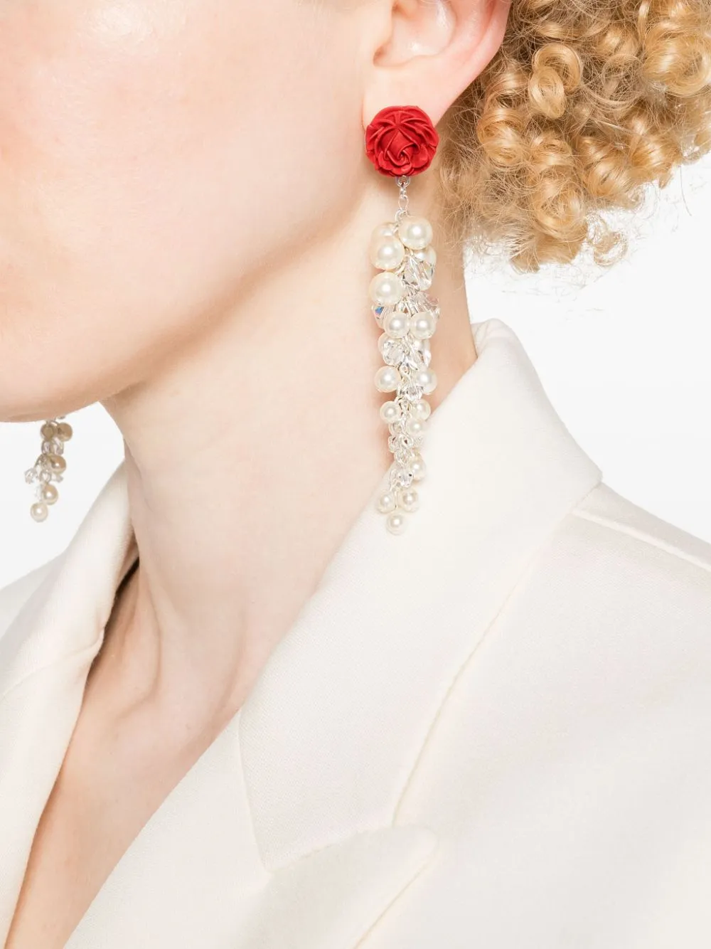 Orecchini pendenti con rose in bianco e rosso Magda Bytrum - donna