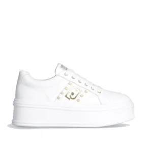Scarpe Donna LIU JO Selma 04 Sneakers Platform in Pelle Bianca con Perle